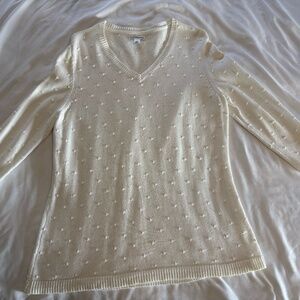 Women's Croft & Barrow V-Neck Faux Bobble Pullover Sweater
